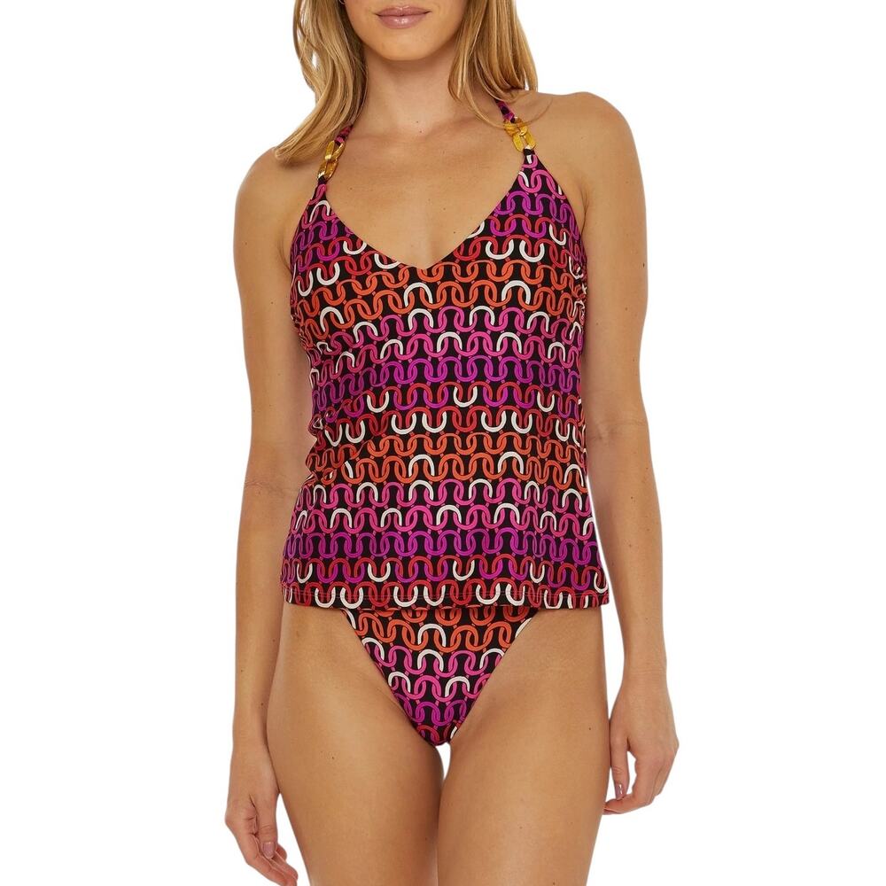 NWT! Trina Turk Women's Echo Chain Halter Tankini Top & Bottoms - Size 4 - Picture 3 of 15